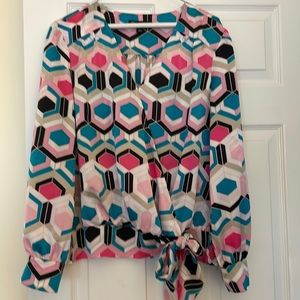 INC multicolor 100% polyester. Banded at bottom.